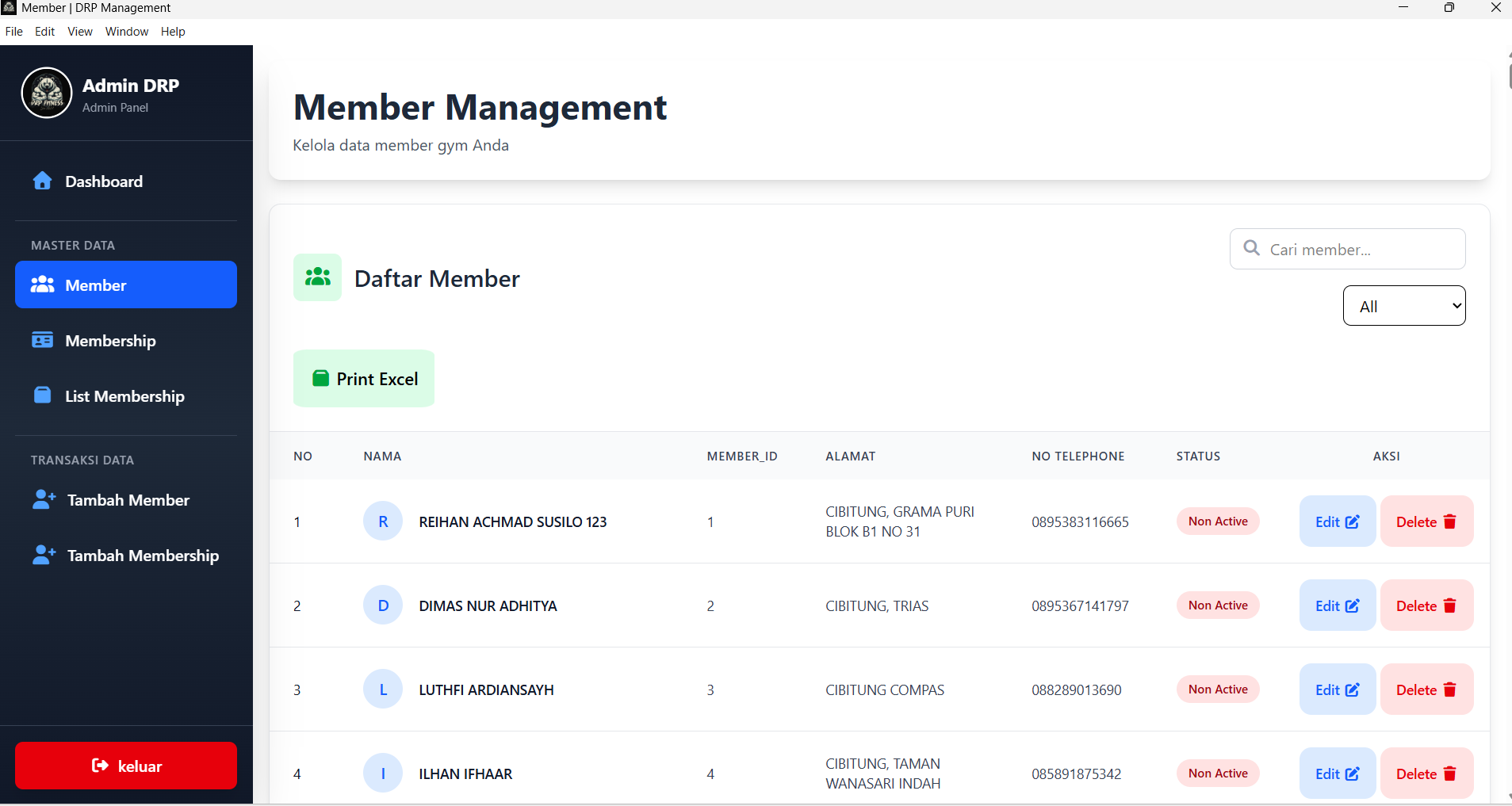 Gym Membership Management app second screenshot