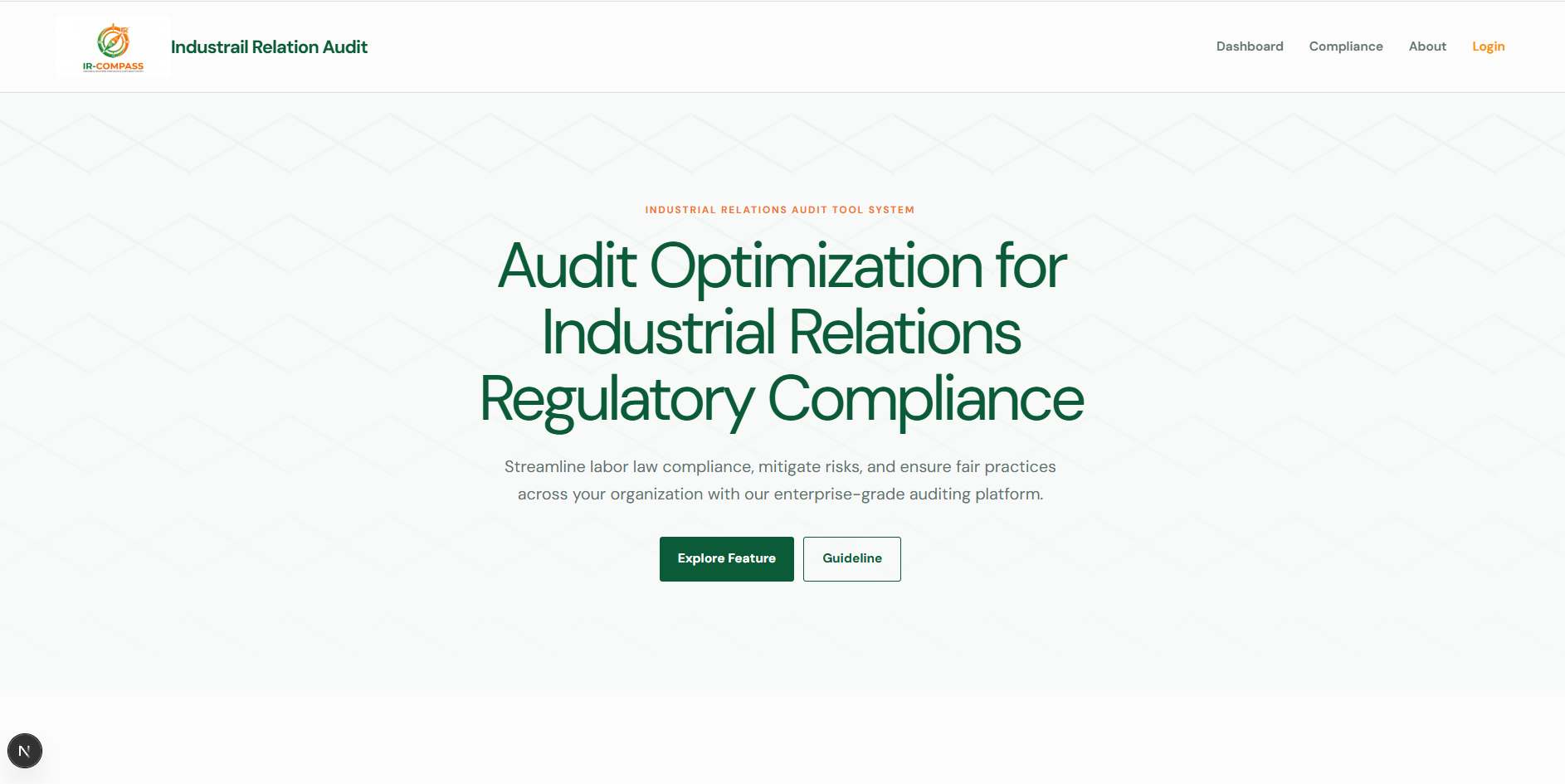 IR_COMPASS landing page screenshot