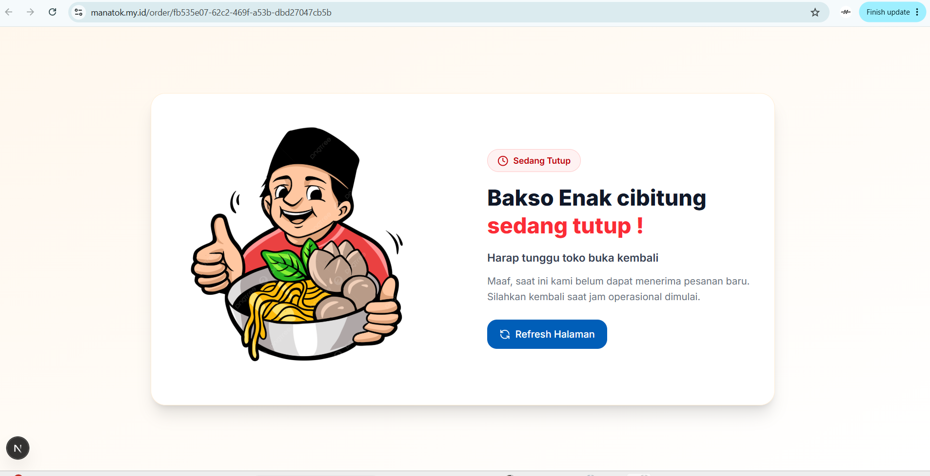 MANATOK closed menu view